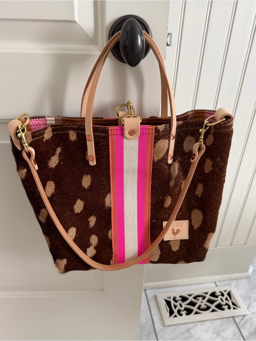 Limited Edition* Spotted Leather Handtote with Webbing - Picture 3 of 5